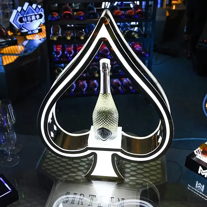 Imagem -03 - Nightclub Ouro Led Ace of Spade Armand de Brignac Champagne Apresentador Garrafa Poker um Wine Rack Glorifier Vip Neon Sign Holder