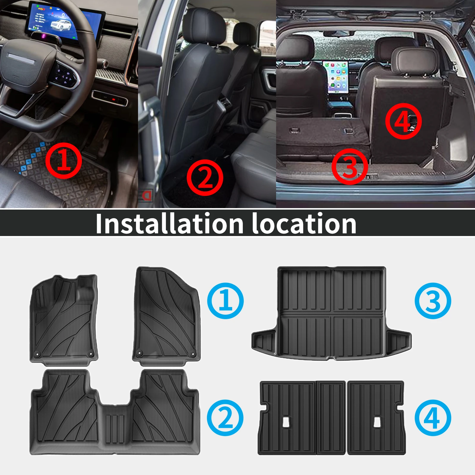 for Geely Coolray BELGEE X50 2022 2023 2024 2025 LHD Eco-Friendly TPE Car Floor & Trunk Mats, Non-Slip Dustproof (Not For RHD)