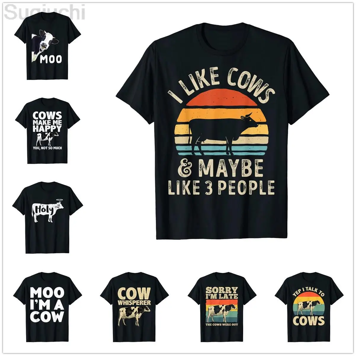 100% Cotton I Like Cows And Maybe Like 3 People Cow Farm Farmer Retro T-Shirt Graphic Harajuku Fashion Tee T Shirt XS-5XL