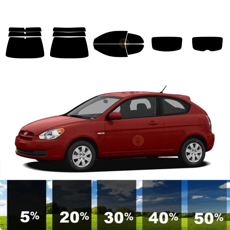 precut Removable Window Tint Film For Car 100% UVR 5%-70%VLT Heat Insulation Carbon ﻿For HYUNDAI ACCENT 2 DR HATCH 2006-2011