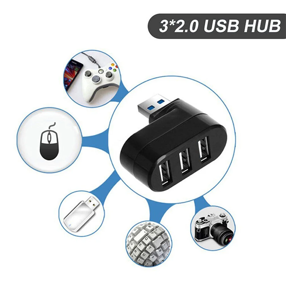 Mini USB 2.0 Hub Computer Accessories Rotatable USB Hub 2.0 Multi USB Splitter Hub  3 Port Multiple Expander Splitter