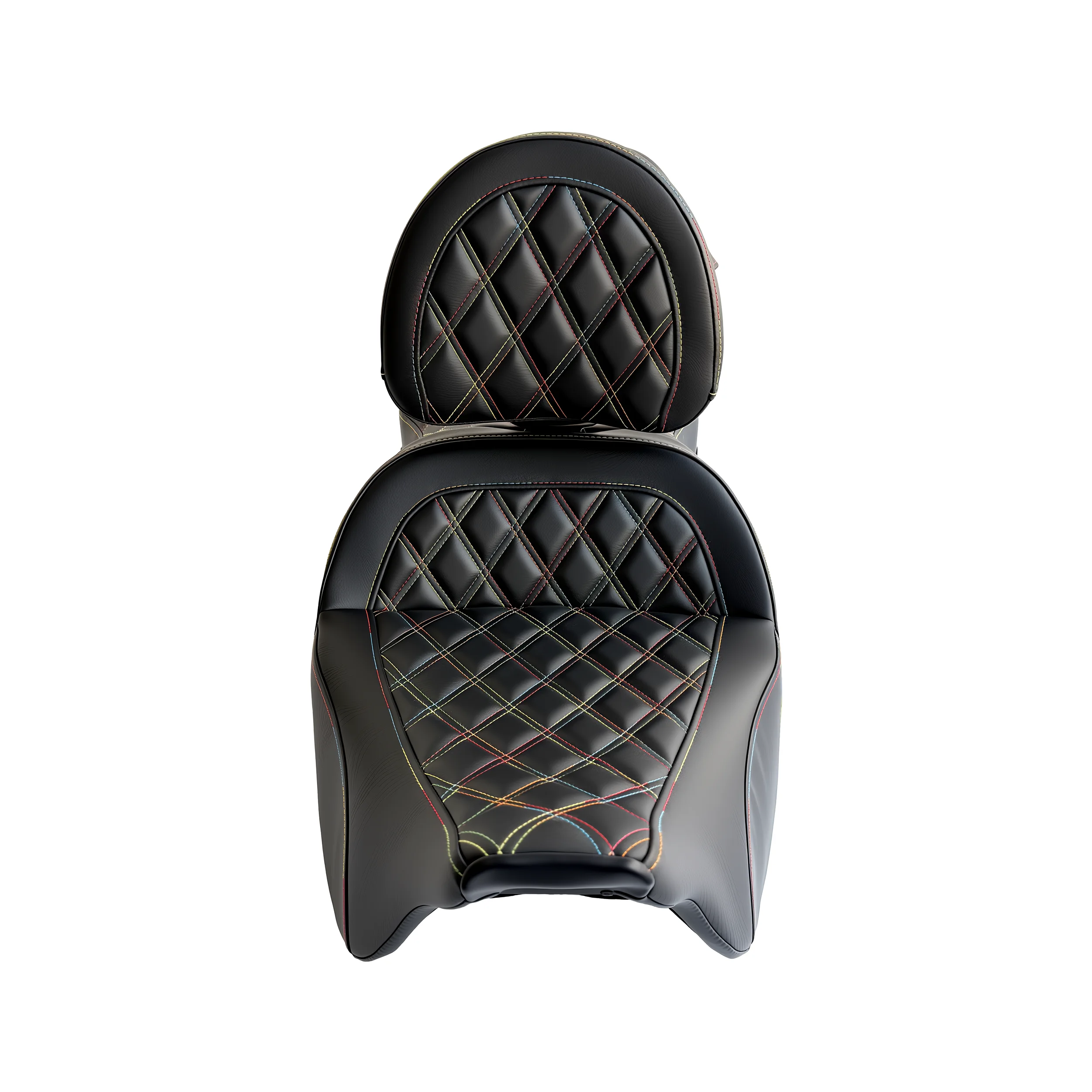 Motorcycle Rainbow Stitch Step Up Big Sofa Seat Dual Gel Inside Cushion With Adjustable Driver Backrest For Harley Touring 08-23