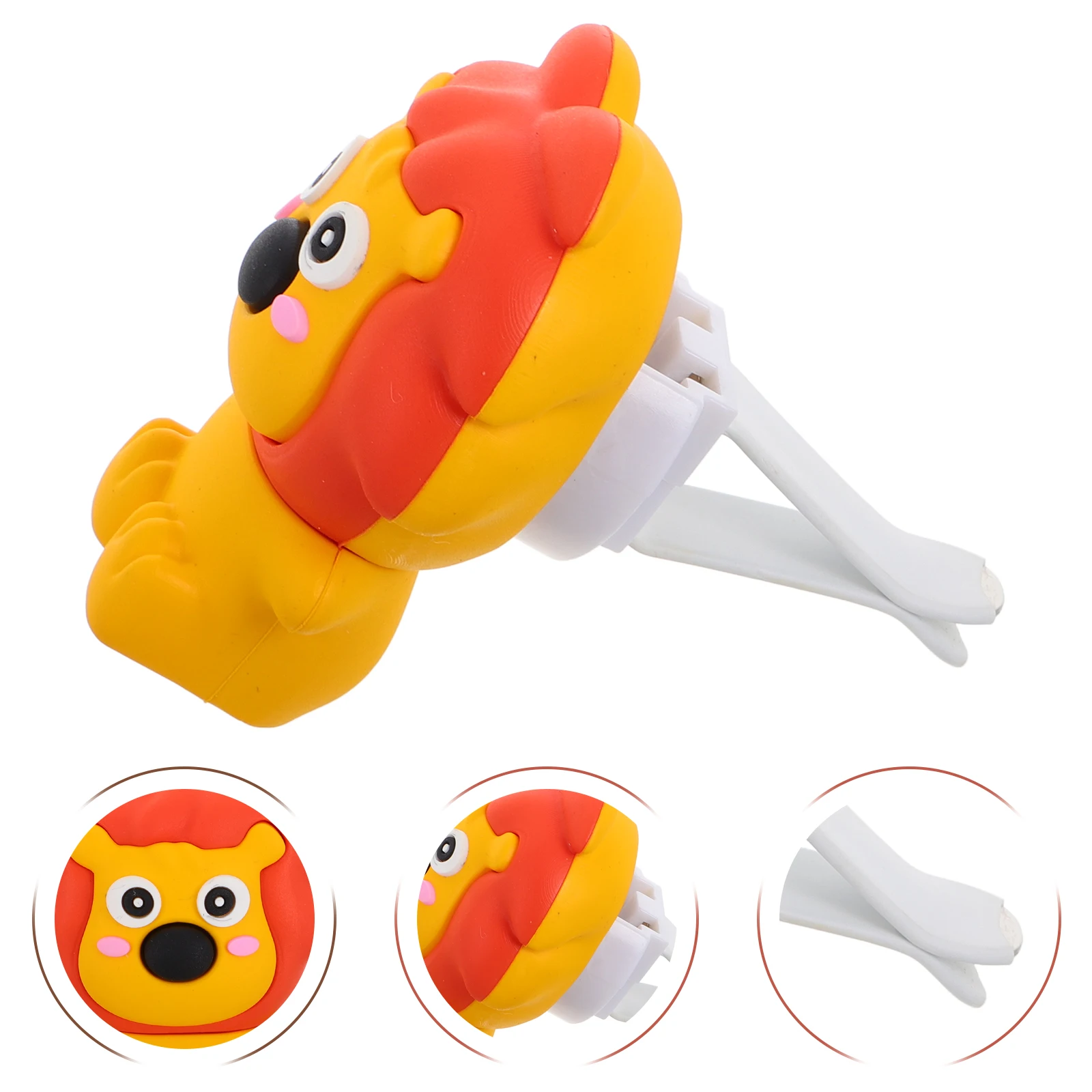 

2 pcs Cute Air Freshener Mini Lion Diffuser Clip Robust Plastic Vent Holder Durable Secure Fit Easy Installation Compact Car