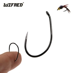 WIFREO 30PCS Black Nickle Barbless Fly Fishing Hooks Fly hook High-carbon Steel Fly Tying Nymph Scud Pupa Hook