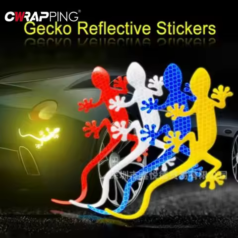 Car Reflective Sticker Funny Gecko Decorative Adhesive Reflector Sticker for Auto Motorcycle Triangle Exterior Accessories
