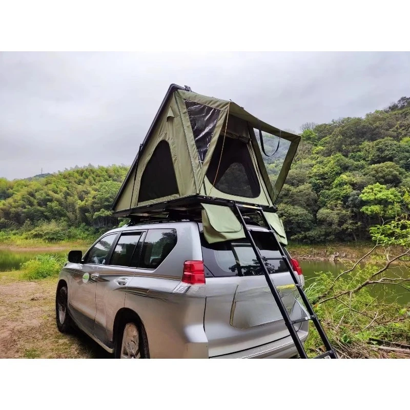 Side opening waterproof aluminum car camping hard shell roof tent 4 people outdoor furniture