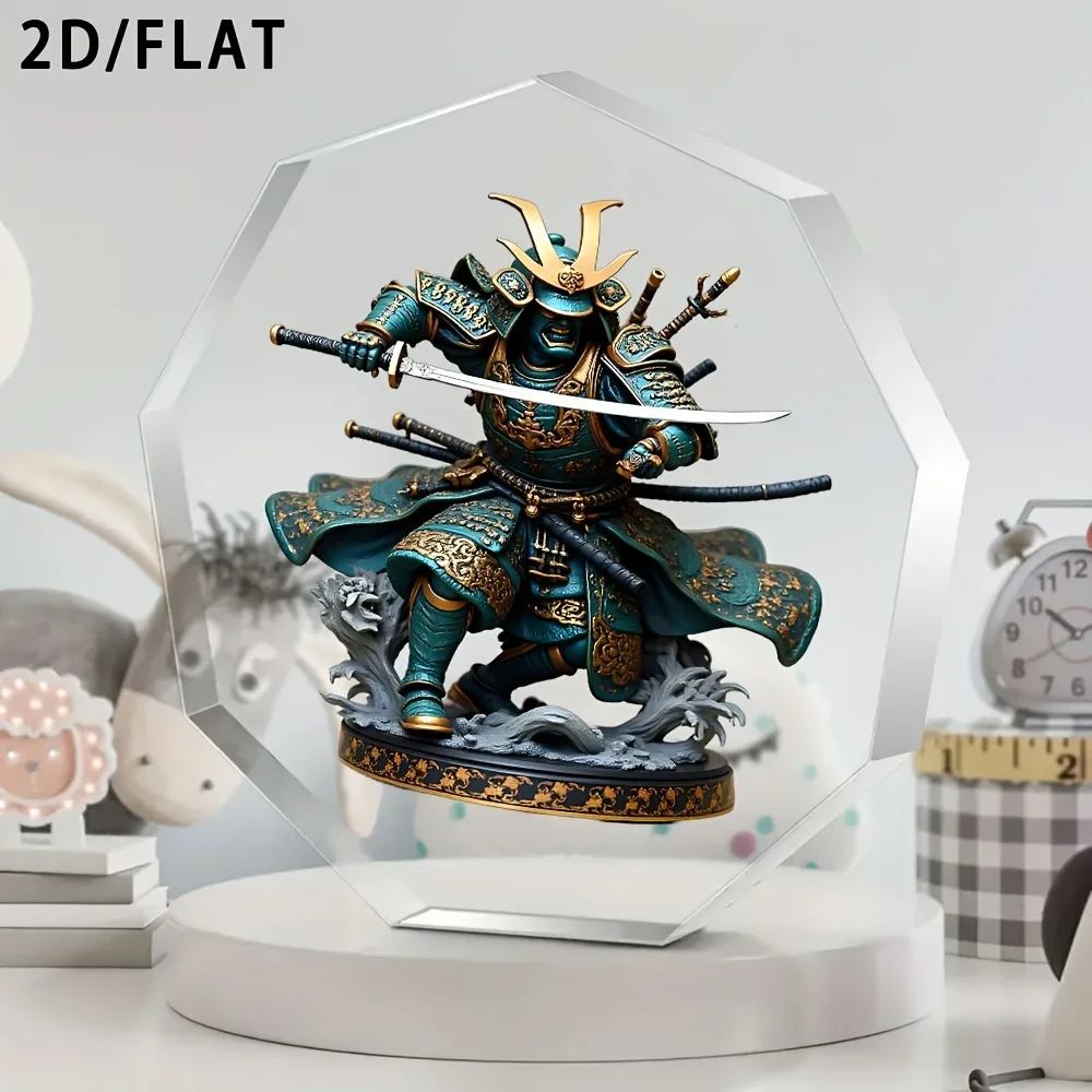 CIFBUY Crystal Acrylic Desktop Ornament Japanese 2D Samurai Sculpture Modern Office Home Decor Art Unique Gift