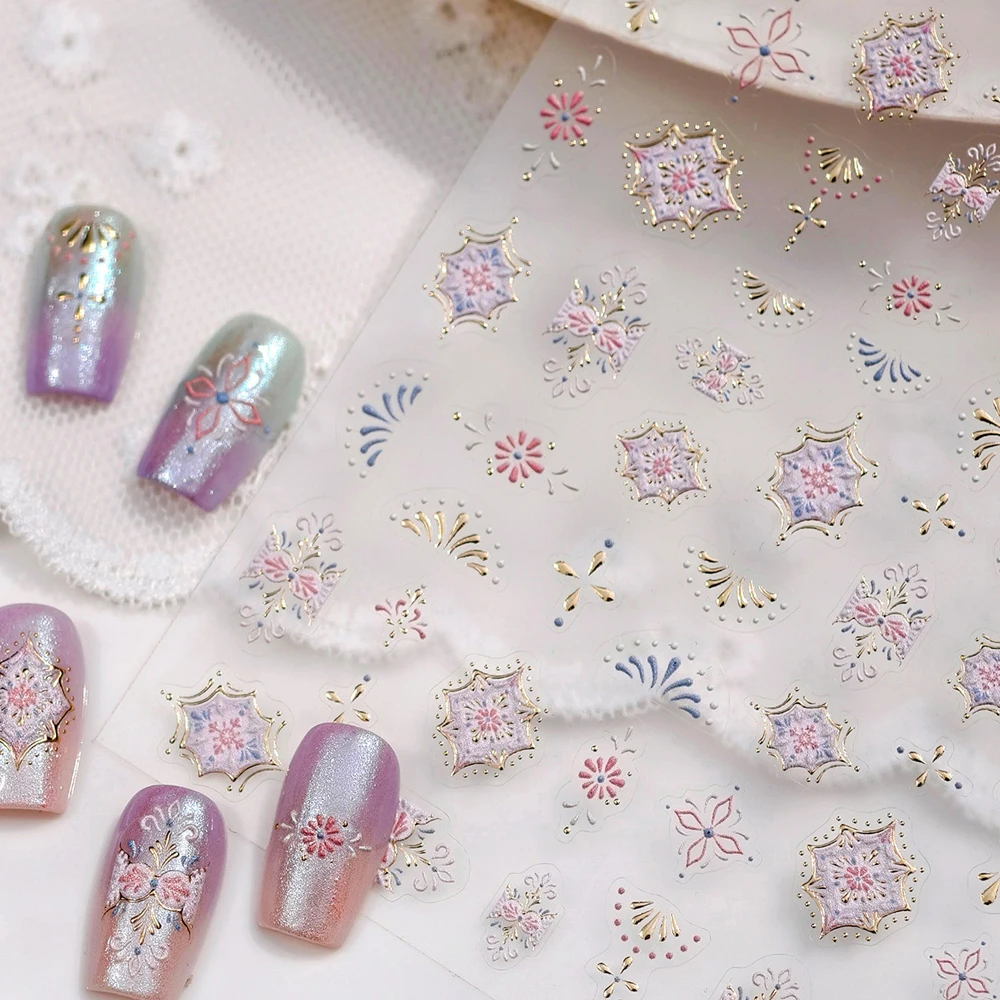 

Metal Gold Star Moon Boho 5D Nail Art Sticker Tribal Totem Bohemian Pattern Chic Self Adhesive Decoration Manicure Decal DIY
