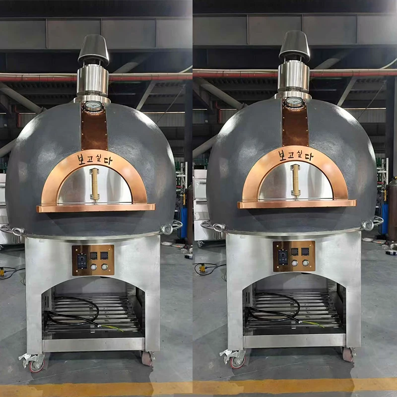 Commercial Large Dual Fuel Wood/Gas Pizza Oven Italian Clay Brick Lined Outdoor Dome Oven for Neapolitan Pizza Bakery Custom