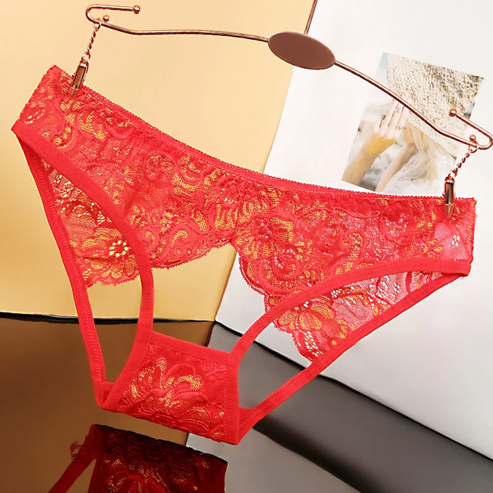

Women's Panties Lace Underwear Breathable Thong Embroidered Hollow Thong Briefs Sexy Underpants Sensual Lingerie