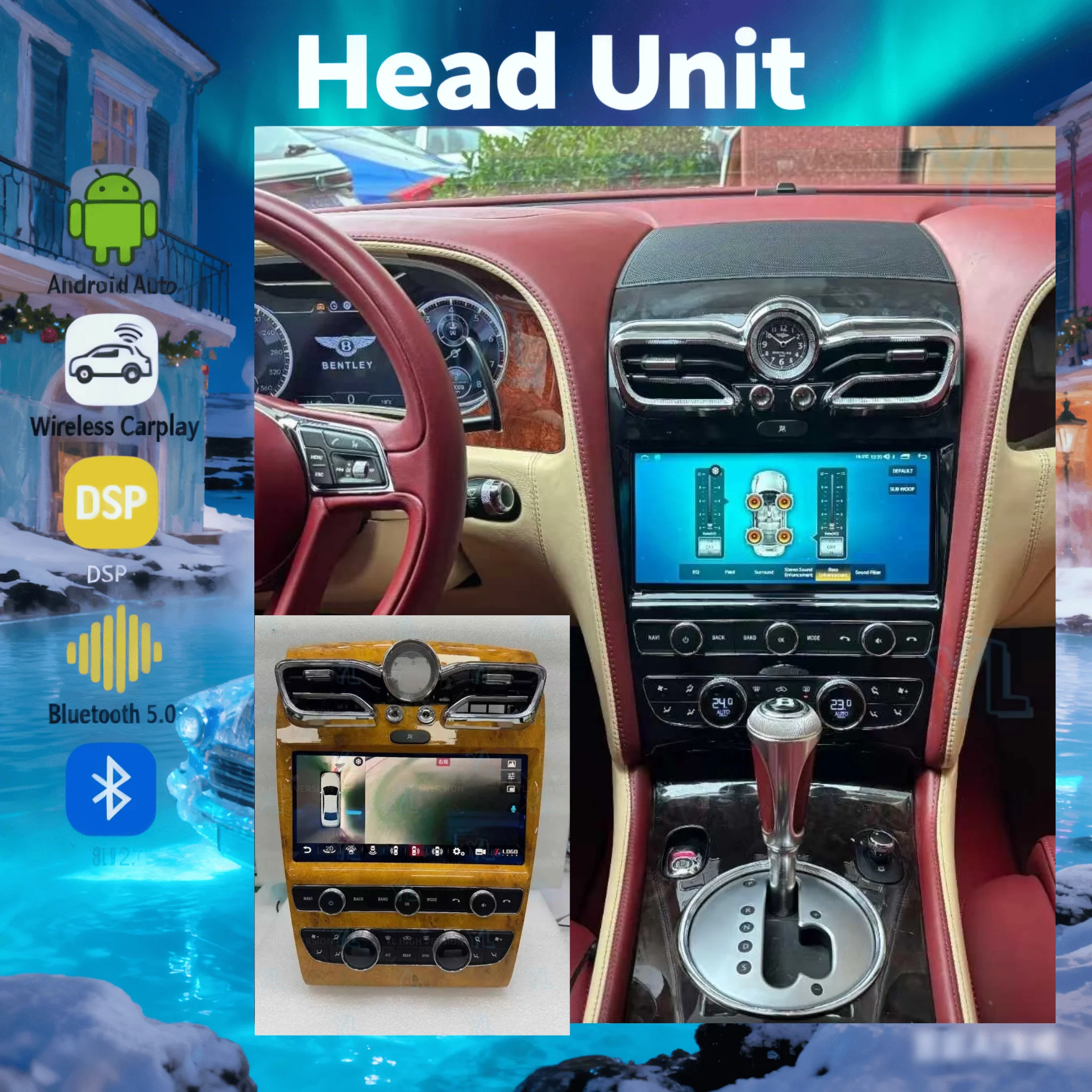 Android 14 For Bentley Flying Spur Continental GT 2005-2019 Car Multimedia Player Radio Screen 10.9
