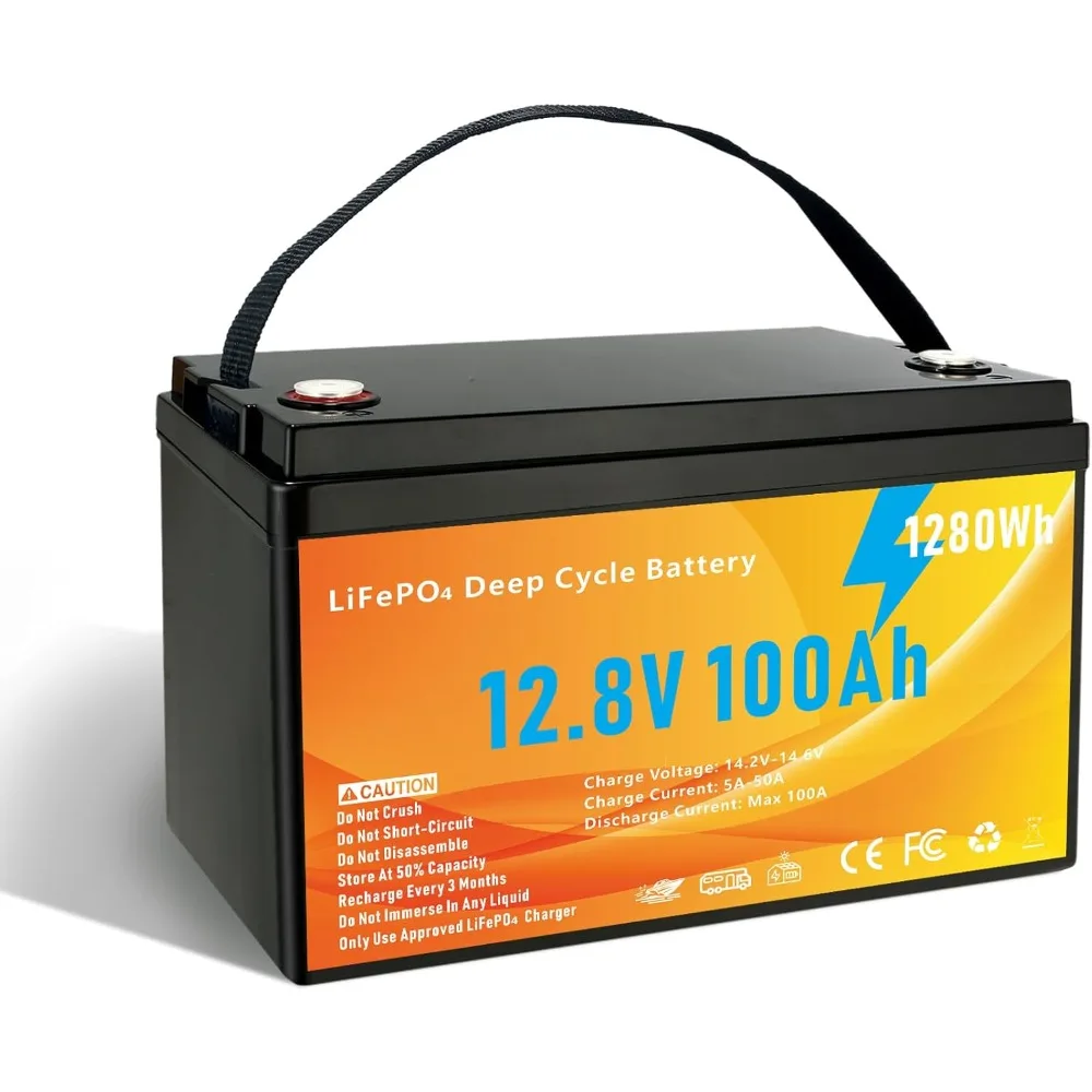 

Аккумулятор LiFePO4, 12 В, 100 Ач, литий-железо-фосфатный аккумулятор, группа 31 Встроенная аккумуляторная батарея 100 А BMS 15000 глубоких циклов