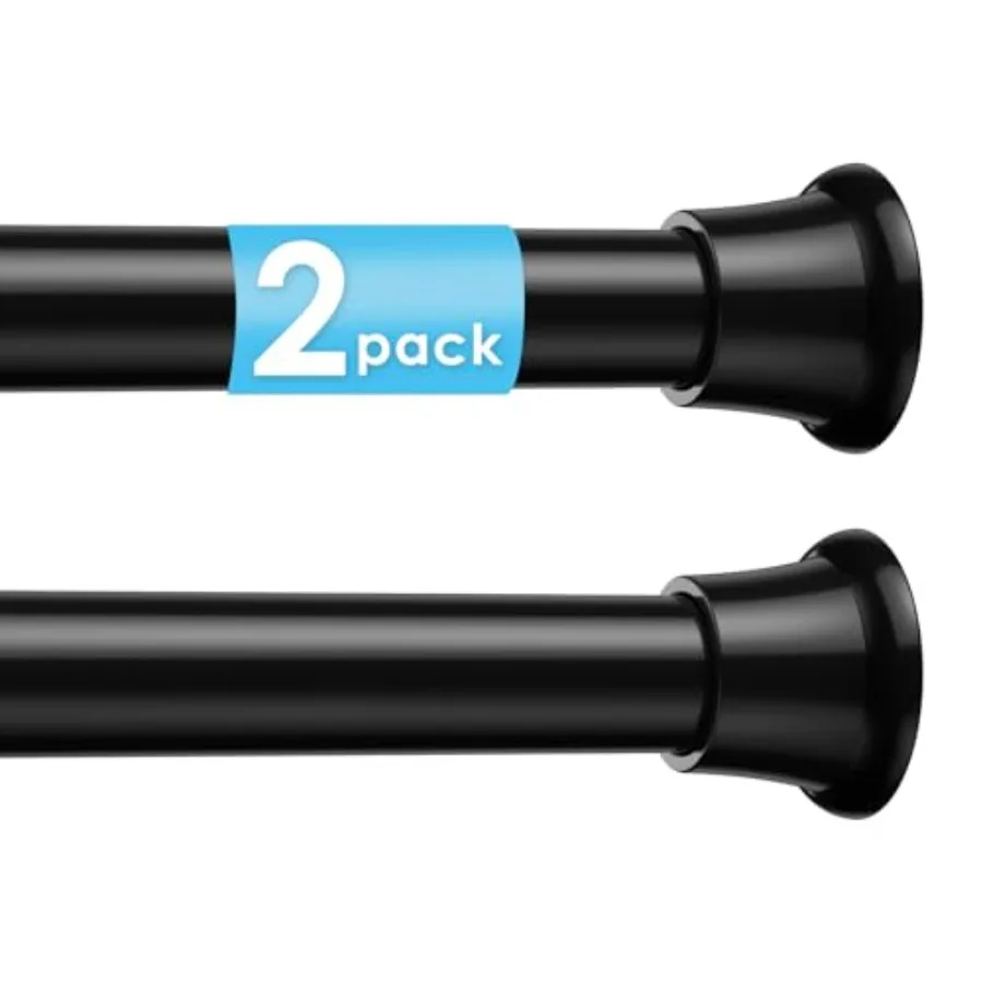 

Комплект из 2 регулируемых пружинных карнизов для штор (31-76 дюймов), черные, без сверления, диаметр 7/8 дюйма