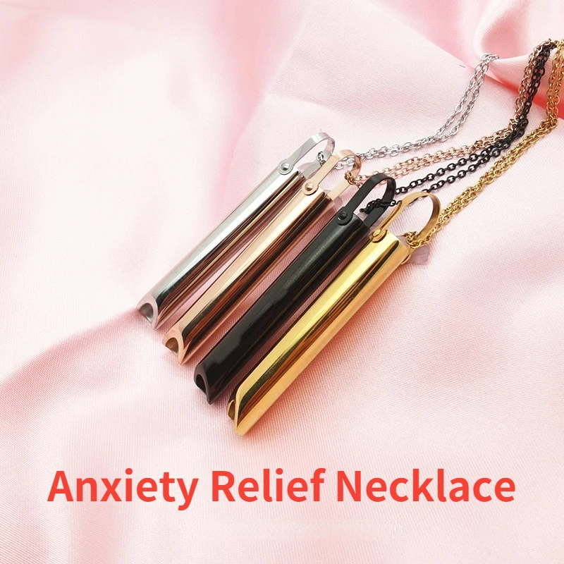 

Stress Relief Anxiety Necklace for Women Stainless Steel Mindful Meditation Breathing Necklace Exhale Yoga Relaxation Jewelry