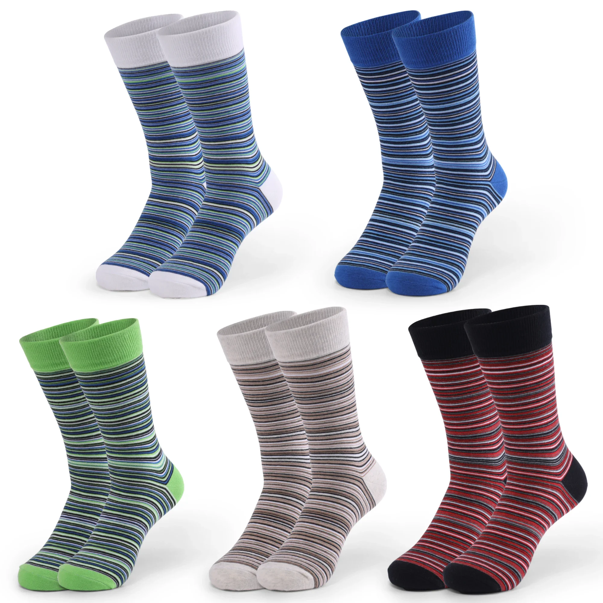 5 Pairs Mens Fun Dress Socks Pattern Funny Pack Colorful Striped Combed Cotton Novelty Plus Size Males Dress Socks