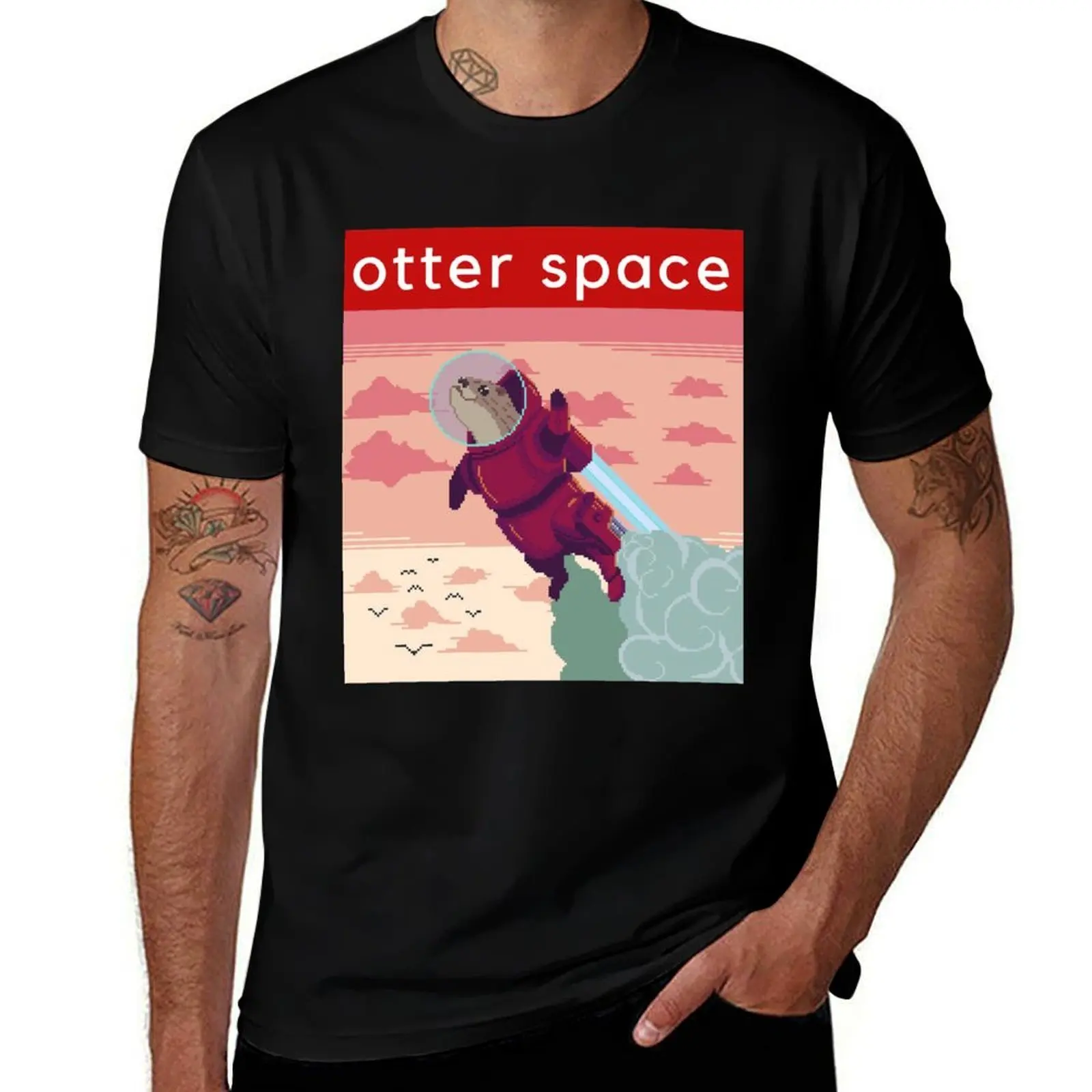 

Otter Space Cute Astronaut Pixel Art T-Shirt anime t shirts for man man t shirts high quality luxury brand T-Shirt