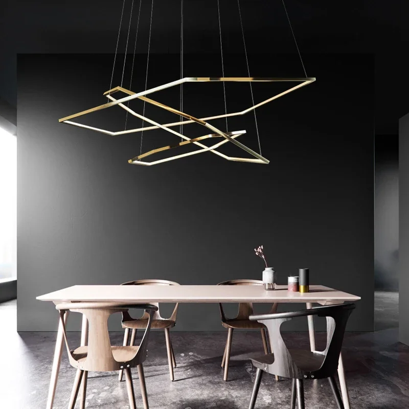 Modern Luxury Gold LED Pendant Lights Living Dining Room Lighting Decor Lustre Chandelier Indoor Bedroom Hanging Lights Fixture