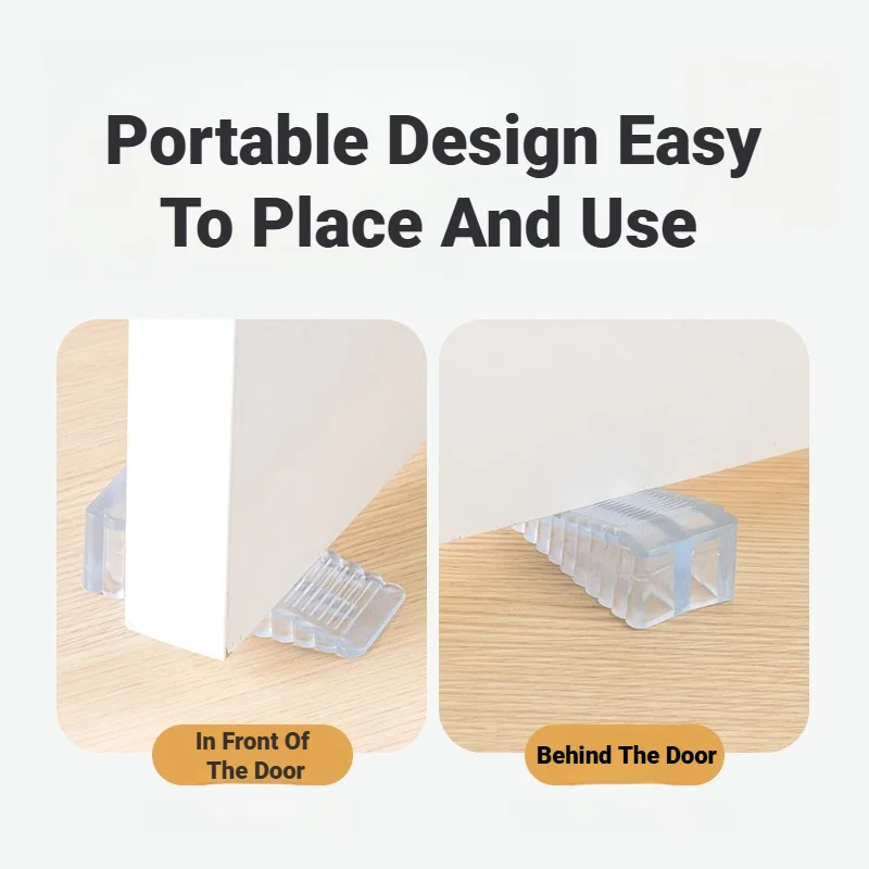 Rubber Silicone Anti Collision Safety Door Stopper Wedge Door Rear Retainer For Household Home Office Hardware Tools image 4