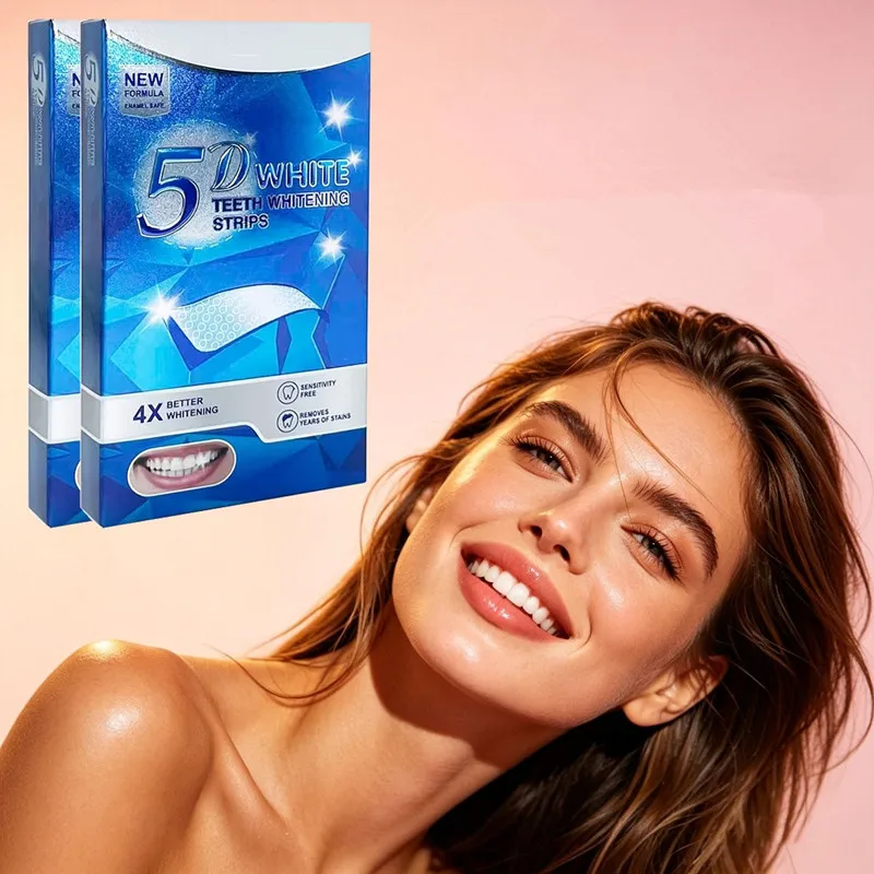 1-5box 5D Teeth Whitening Strips,Professional Teeth Bleaching Reduce Sensitivity,Remove Dental Stains & Plaque for Bright Smile