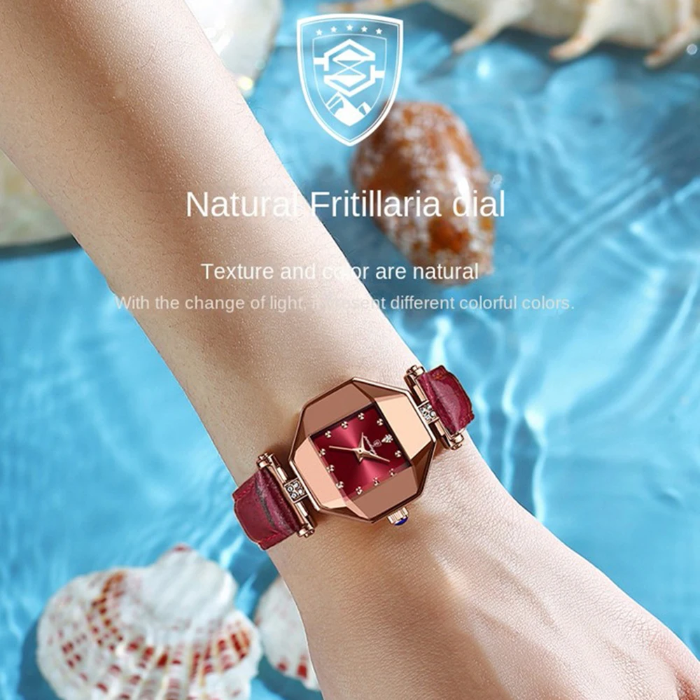 POEDAGAR-relojes de cuarzo verde para mujer, pulsera de cuero de lujo, resistente al agua, alta calidad