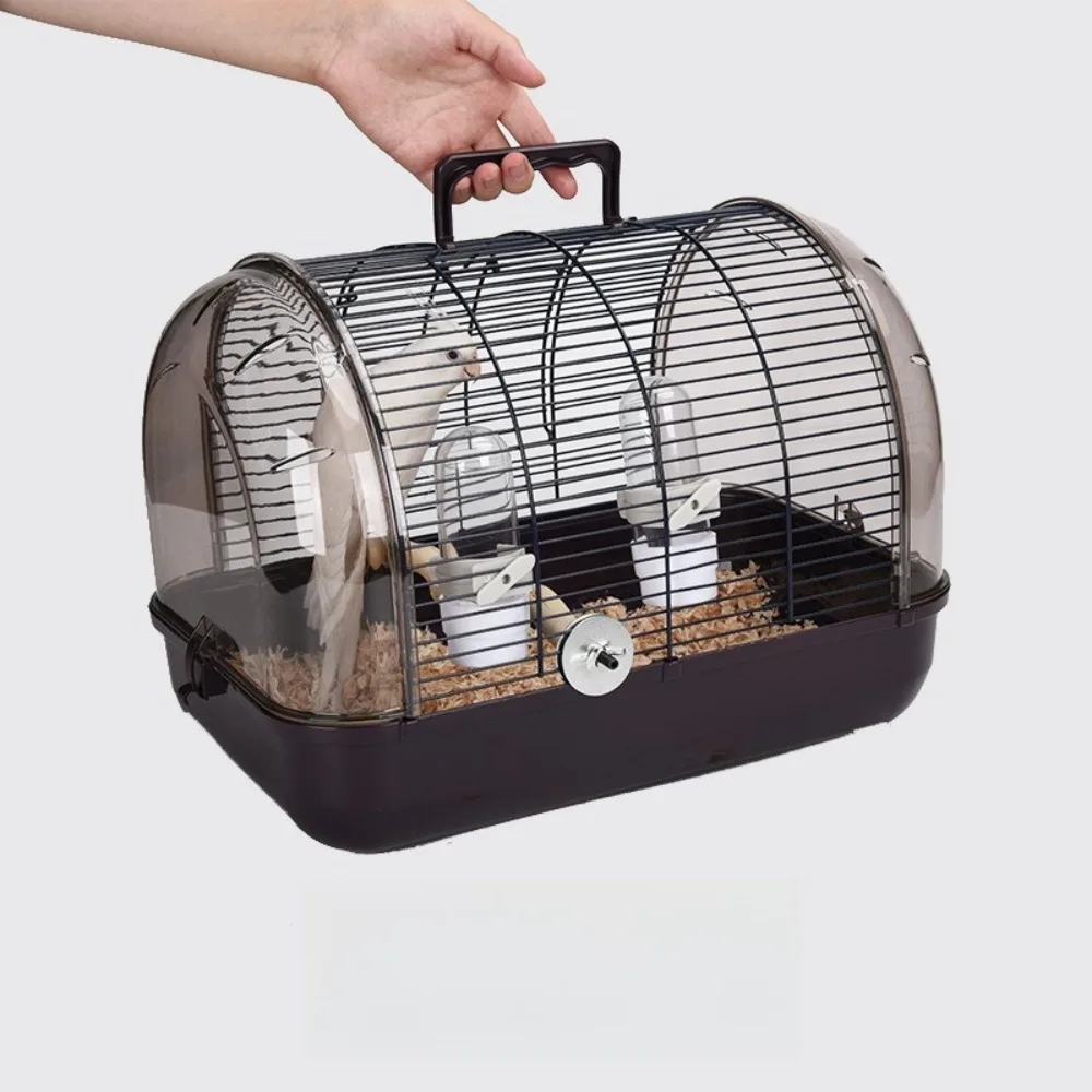 

Transparent Bird Travel Cage Breathable Portable Pet Carrier Small/Large Sizes Carry Cage for Parrots and Small Animals