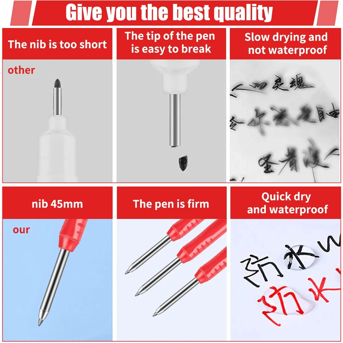Auto Solid Carpenter Pencil Deep Hole Marking Pencil Marking Scriber Refill Carpenter Scriber Mechanical Pencil WoodworkingTools