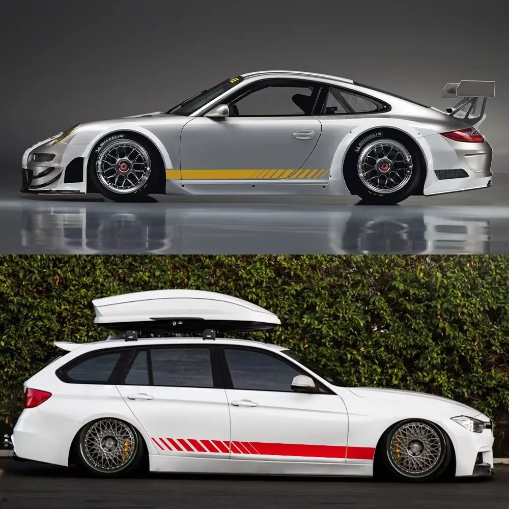 Black Racing Sport Car Side Door Stickers Self-Adhesive Vinyl Decals Auto Body Trim for Audi BMW E39 E46 E91 Mercedes Benz VW