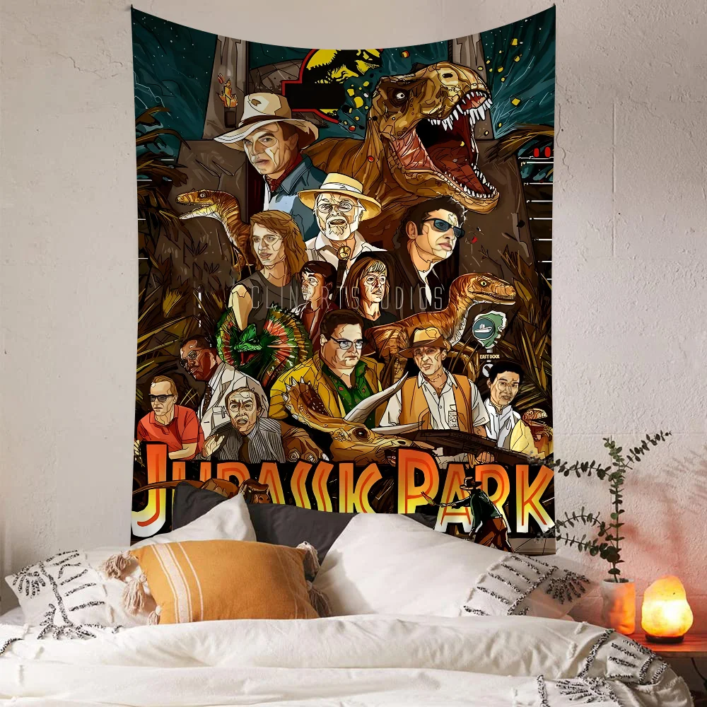 Dinosaur Canvas Painting Jurassic Park Movie Anime Tapestry Indian Buddha Wall Decoration Witchcraft Bohemian Hanging Sheets