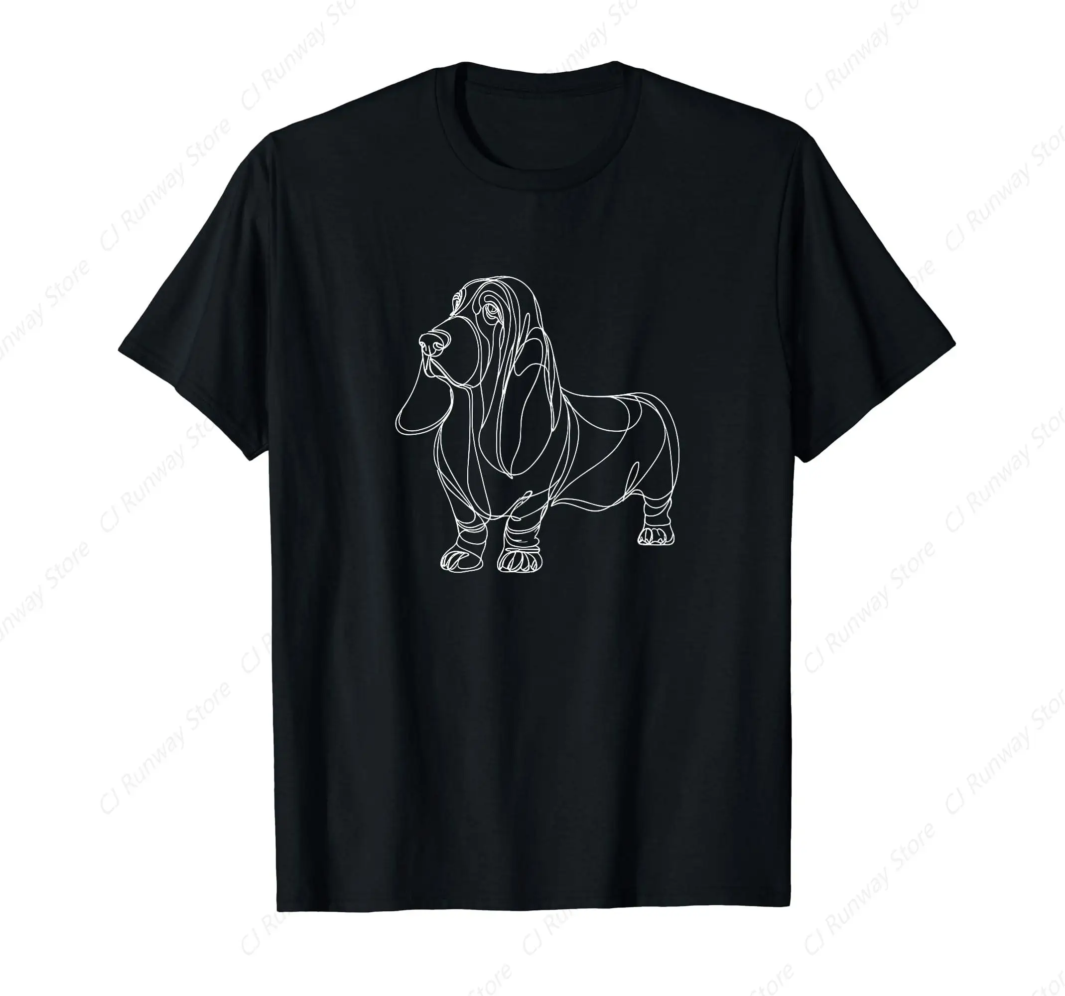 Line Art Basset Hound Dog Hush Puppy T-Shirt Men Women short sleeve Casual streetwear