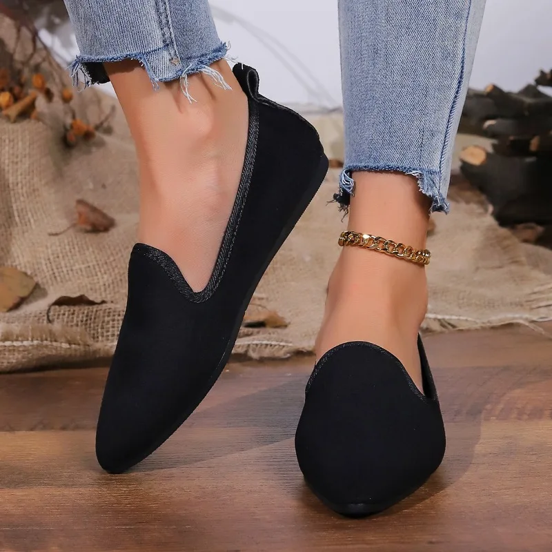 2024 Summer Breathable Soft Roman Shoes Women's Large Size 43 Slip-On Casual Mom Moccasin Shoes Women's Shoes