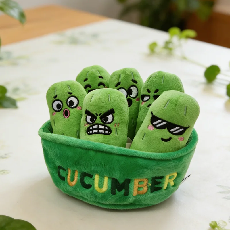 مجموعة دمى قطيفة على شكل خيار كاواي، طقم من سبع دمى على شكل خيار للتعبير عن المشاعر، قطع ديكور وهدايا أعياد ميلاد للأطفال