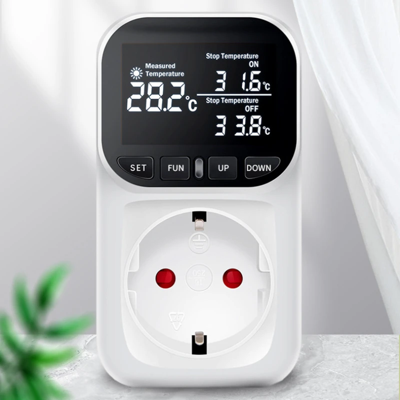 Timer Socket Digital Thermostat 220v Temperature Controller Socket Outlet With Timer Switch Cooling Heating Temperature Sensor