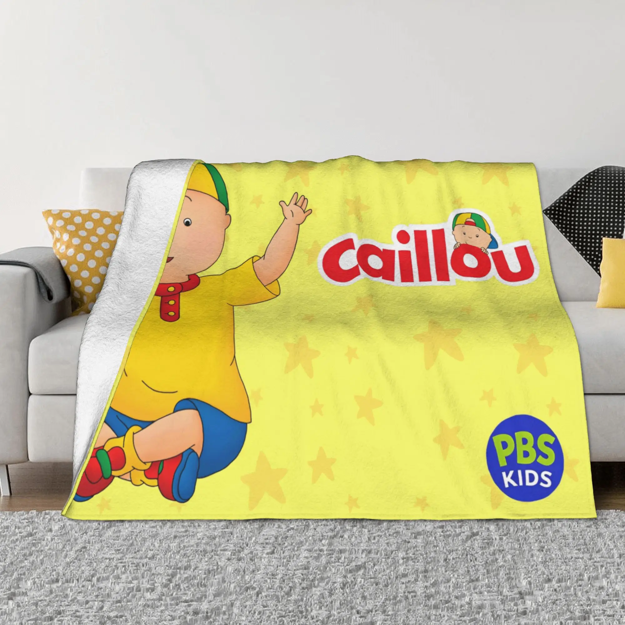 Caillou Cute Cartoon Blankets Fleece Autumn/Winter Educational Children TV Breathable Throw Blanket for Bed Bedroom Bedspreads