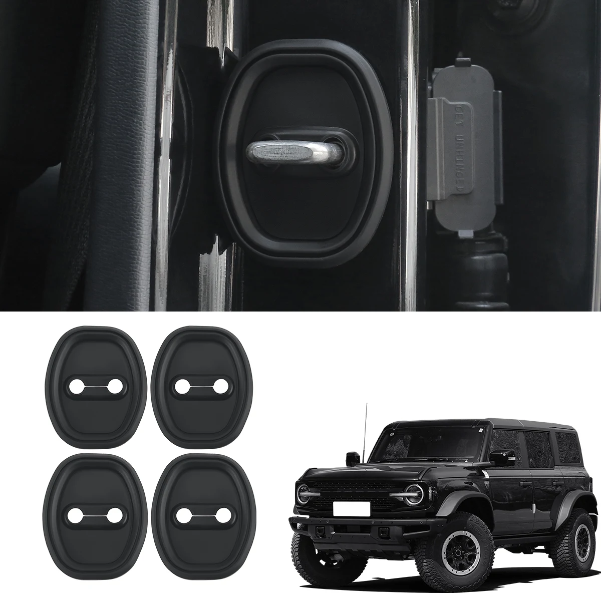 Ford Bronco door cushion silicone door lock collision damping pad noise reduction door lock cover modification accessories