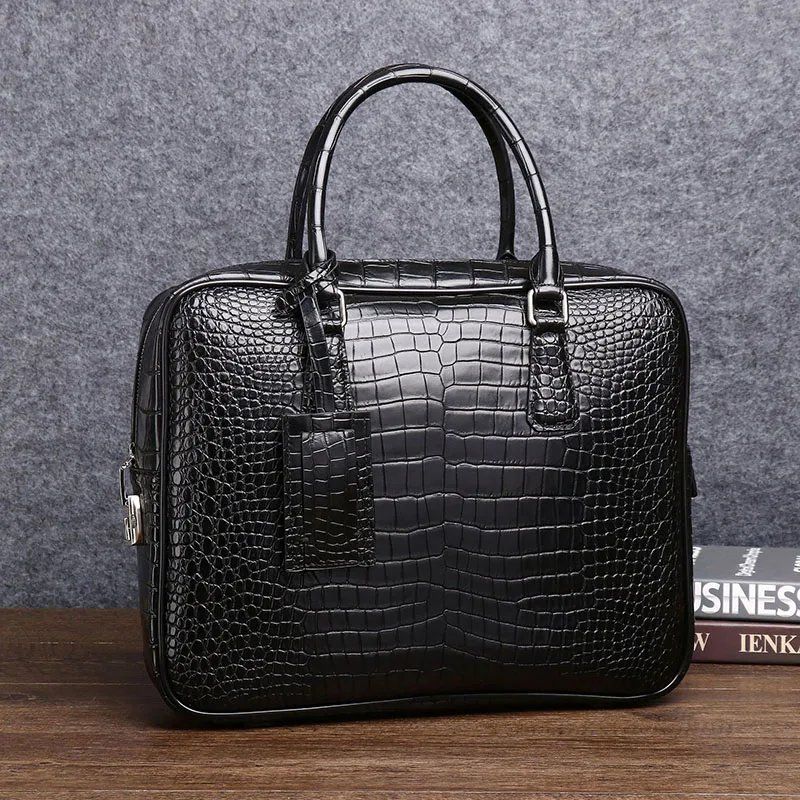 Genuine leather Men's Shoulder Bag With Crocodile Pattern luxury Handbag, New large Capacity Briefcase, Business Men's Bag Trend