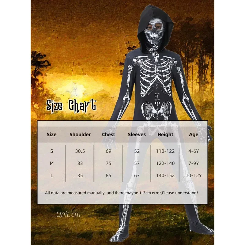 EE01 детский страшный боди со скелетом зомби, костюм зентай, детское нарядное платье, одежда для Хэллоуина, карнавала, вечеринки и 0Ww