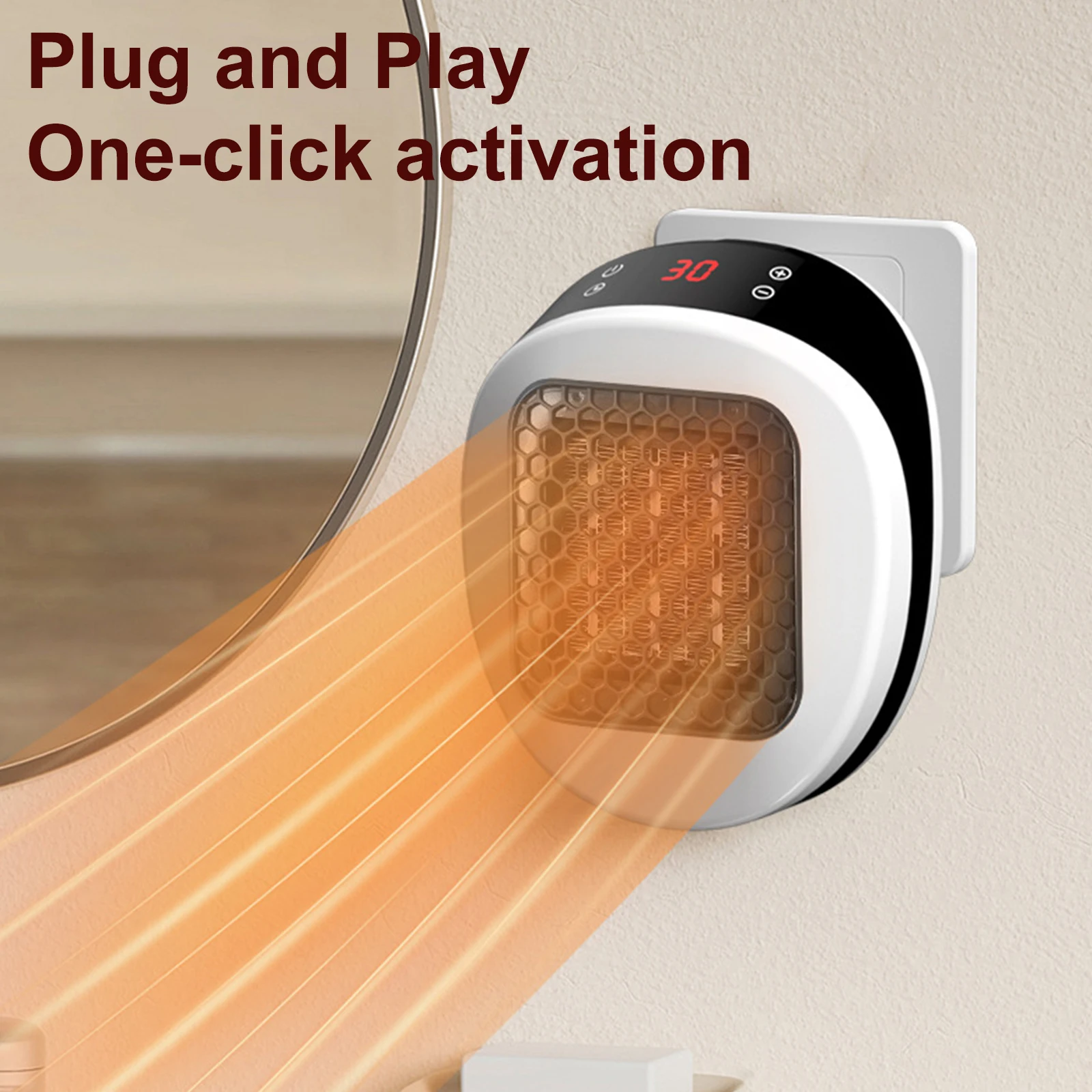 سخان مساحة بمنفذ الحائط مع مؤقت تحكم عن بعد 12 ساعة، سخان حائط كهربائي صغير لغرفة الحمام والمكتب وغرفة النوم والمنزل