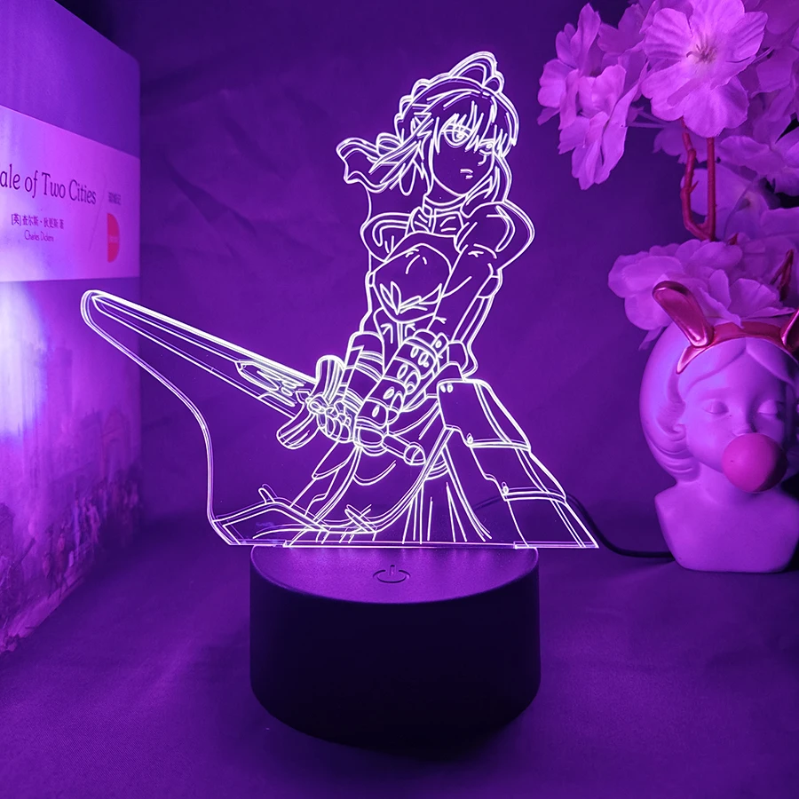 

Fate Stay Night Saber 3D ночник светодиодный аниме-лампа 3D манга коллекция подсветка полка красочный декор прекрасный подарок на день рождения