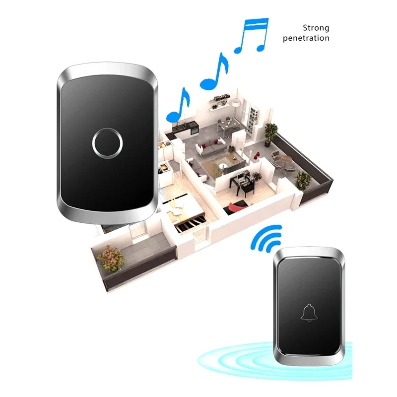Waterproof Wireless Doorbell AC 100V-240V Smart Remote Control Door Bell Rings Home Security Doorbells Receiver Long Distance