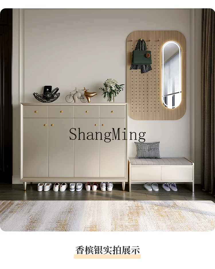 

CL light luxury solid wood shoe change stool household door entry stooldoor shoe cabinet combination stool