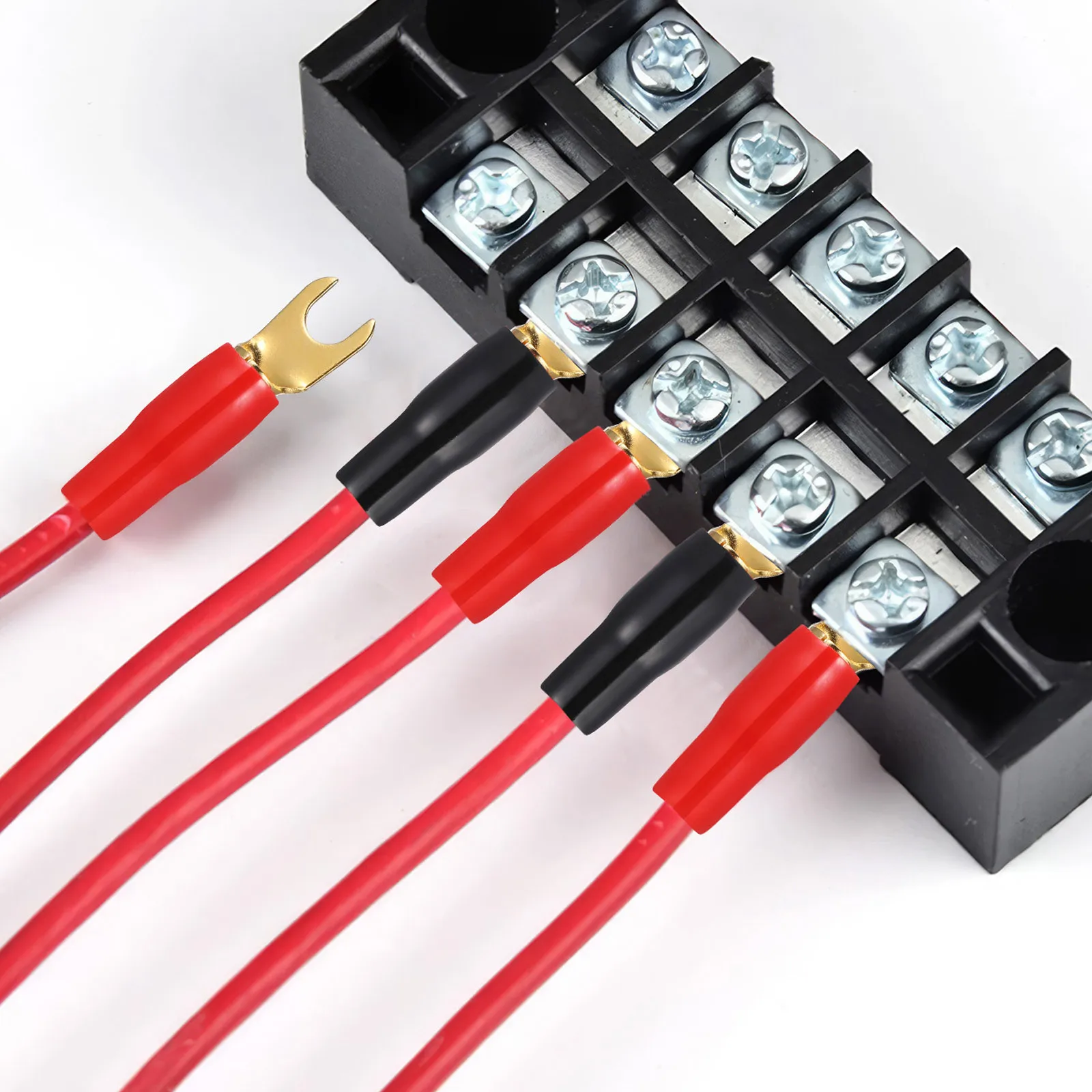

3Pairs Copper 0 Gauge Gold Plated Crimp Terminals Fork Connectors High Quality Speaker Wire Terminal Crimp Connectors