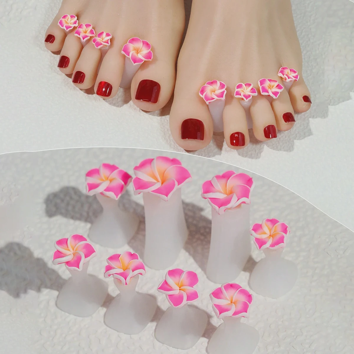 8pcs Silicone Pink Petal Toe Nail Separators For Pedicure Foot Finger Splitter Flexible Toes Separation Tool Supplies For Salon