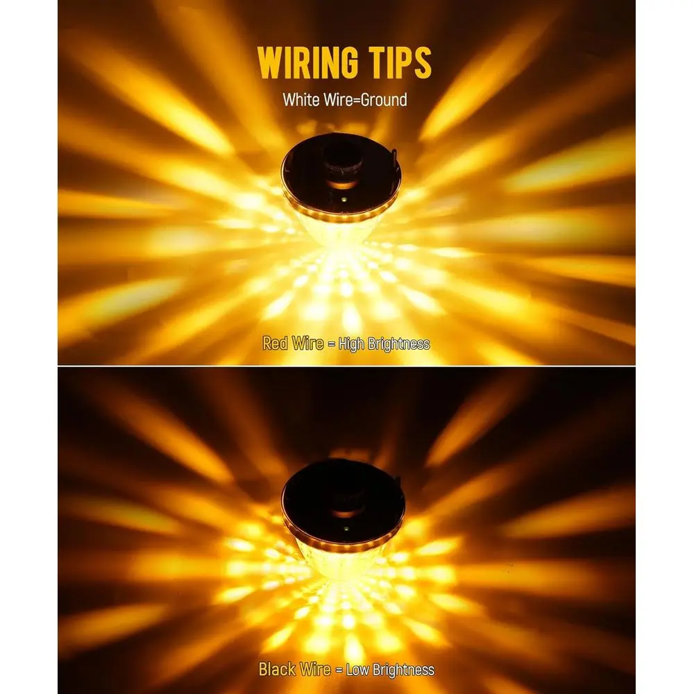 2Pcs Glass Watermelon Lights Trapezoid-Shaped Lens Amber LED Side Marker Turn Signal Lamp with Stainless Steel Bezel Replacement