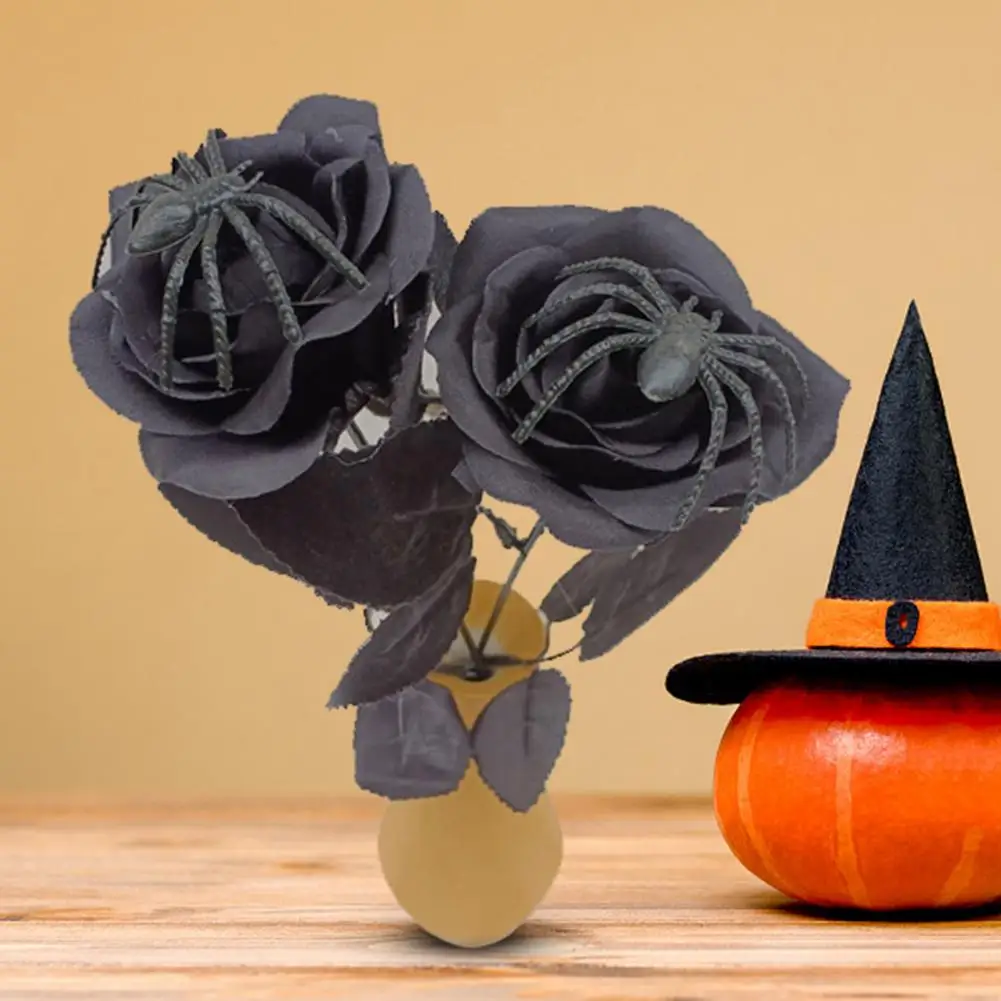 Halloween Party Decor Halloween Artificial Flowers Set for Haunted House Decor Realistic Spider Silk Flower Figurines Holiday