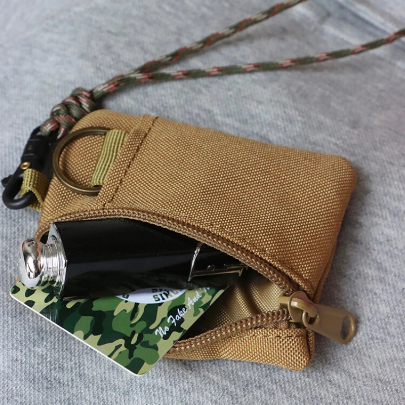 Original Japanese Casual Canvas Hanging Neck Mini Coin Card Holder Zipper Pouch Men and Women ins Key Small Bag with Lanyard