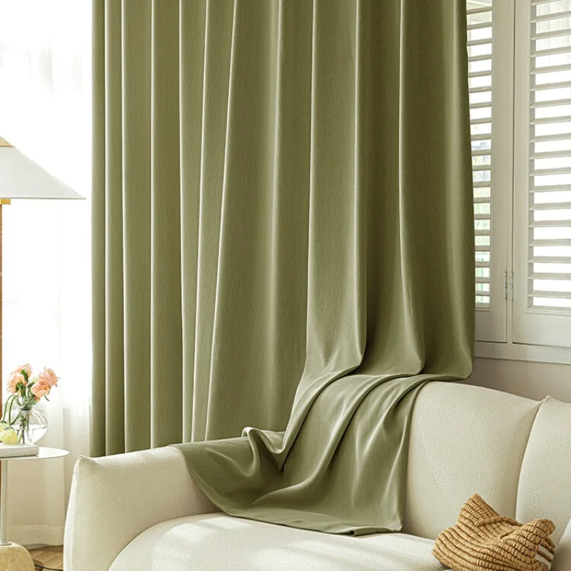 Cotton and Linen Shading Water Lotus Cotton Curtains for Living Room Modern Minimalist Black Silk Layer 2023 New Bedroom Curtain