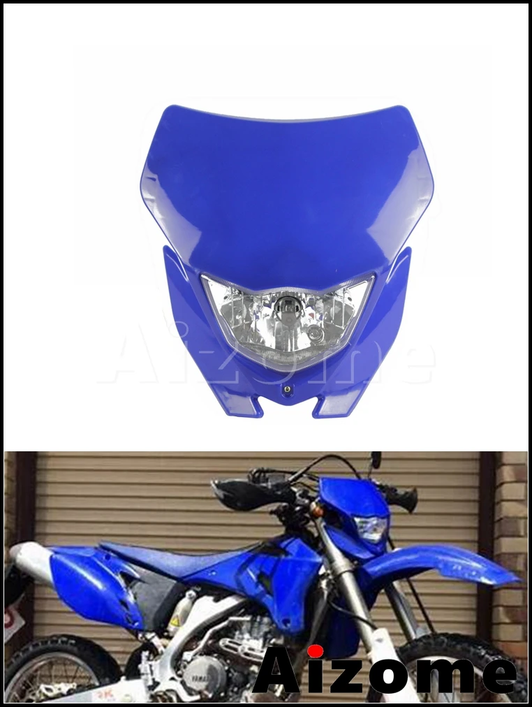 AliExpress NONE Dirt Bike Motocross Headlight Fairing Motorcycle Off Road Blue Headlight Headlamp For Yamaha WR 450 250 WR 450F 250R 250X 250F