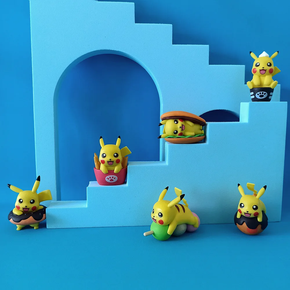 Pokemon Anime Figura Fine Food Pikachu Modello carino Collezione di bambole Auto Ornamenti da tavolo Modello di torta per bambini Regalo