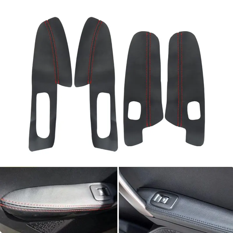 

Car-styling Microfiber Leather Interior Door Armrest Panel Cover Trim 4pcs with Mount Fittings For Peugeot 2008