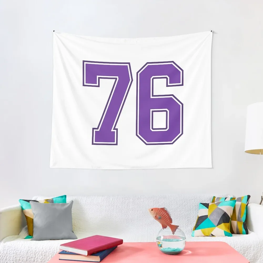 Purple Number 76 lucky sports jersey seventy six Tapestry Decoration For Bedroom Kawaii Room Decor Tapestry